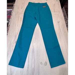 Wrangler 13MWNAM Teal Blue High Rise Straight Leg Jeans USA Women's 16x34 Rodeo image 12