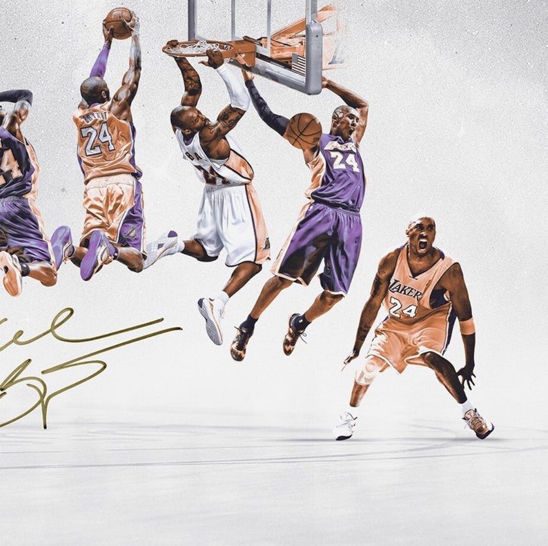 Kobe Bryant Evolution Dunk Paint Canvas Poster Home Decor Etsy Canada