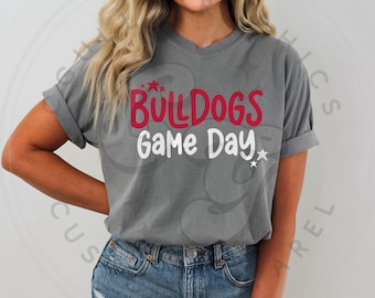 Bulldog Game Day Tshirt, Cute Comfort Colors Tailgate tee, Bulldog Red and Black, Football Season