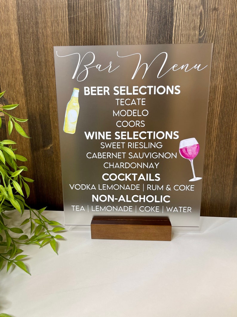Custom Bar Menu Sign! Wine selections - Beer Selections - Cocktails -  Spirits - www.tarihinpesinde.com