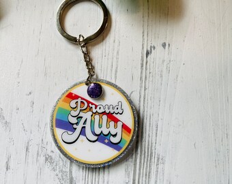 Porte-clés LGBTQ, porte-clés de la fierté, fierté arc-en-ciel, breloque de sac à main, étiquette de sac