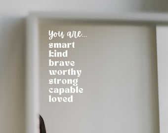 Positive Affirmation Reusable Sticker: Inspirational Mirror Window Decal