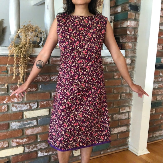 Vintage 1960s Handmade Floral Quilt Dress