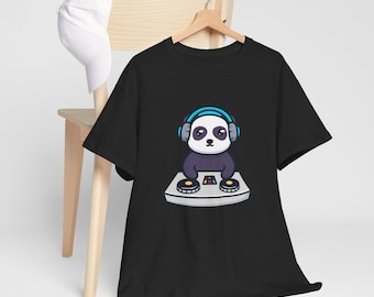 Panda DJ Graphic T-Shirt | Funny Music Lover Tee | Unisex Black Cotton Top | Gift for Musicians, DJs & Festival Fans