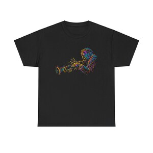 Jazz Trumpet Music Graphic T-Shirt | Unisex Black Cotton Tee | Gift for Musicians image 2