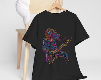 Heavy Metal Guitar Graphic T-Shirt | Unisex Black Cotton Tee | Gift for Musicians