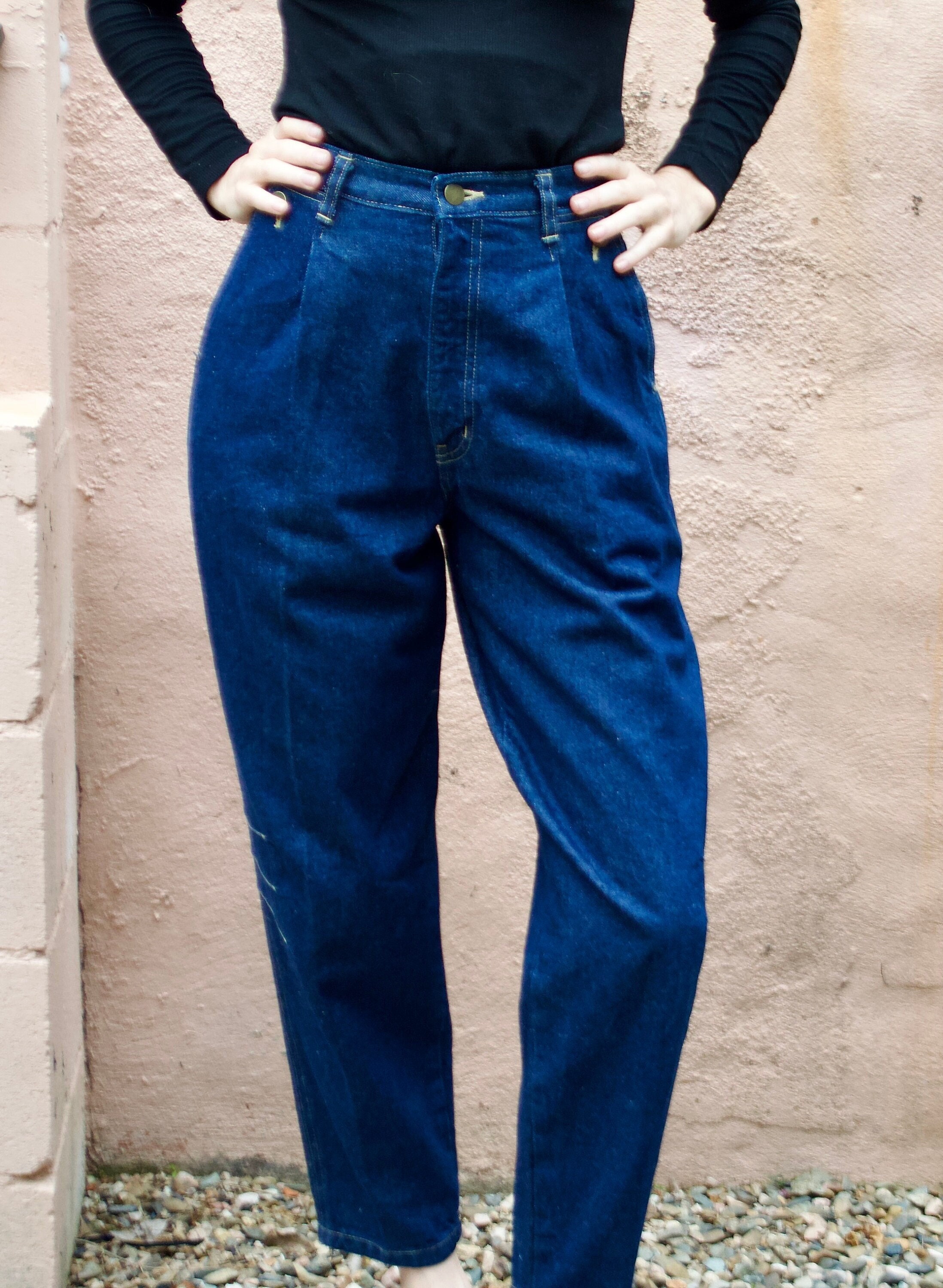 Vintage 80s High Waisted Tapered Leg Jeans Size 8 Etsy