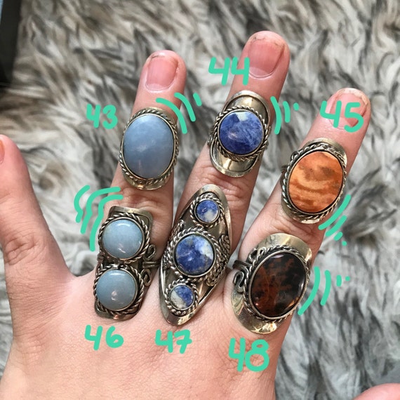 Natural Stone Rings Hippie Ring gemstone Rings crystal Ring Adjust