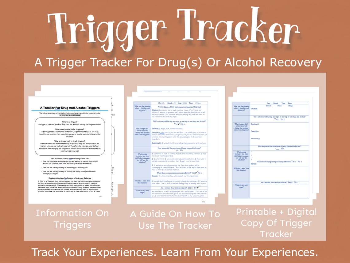 Trigger Tracker A tracker for drugs and alcohol recovery Etsy
