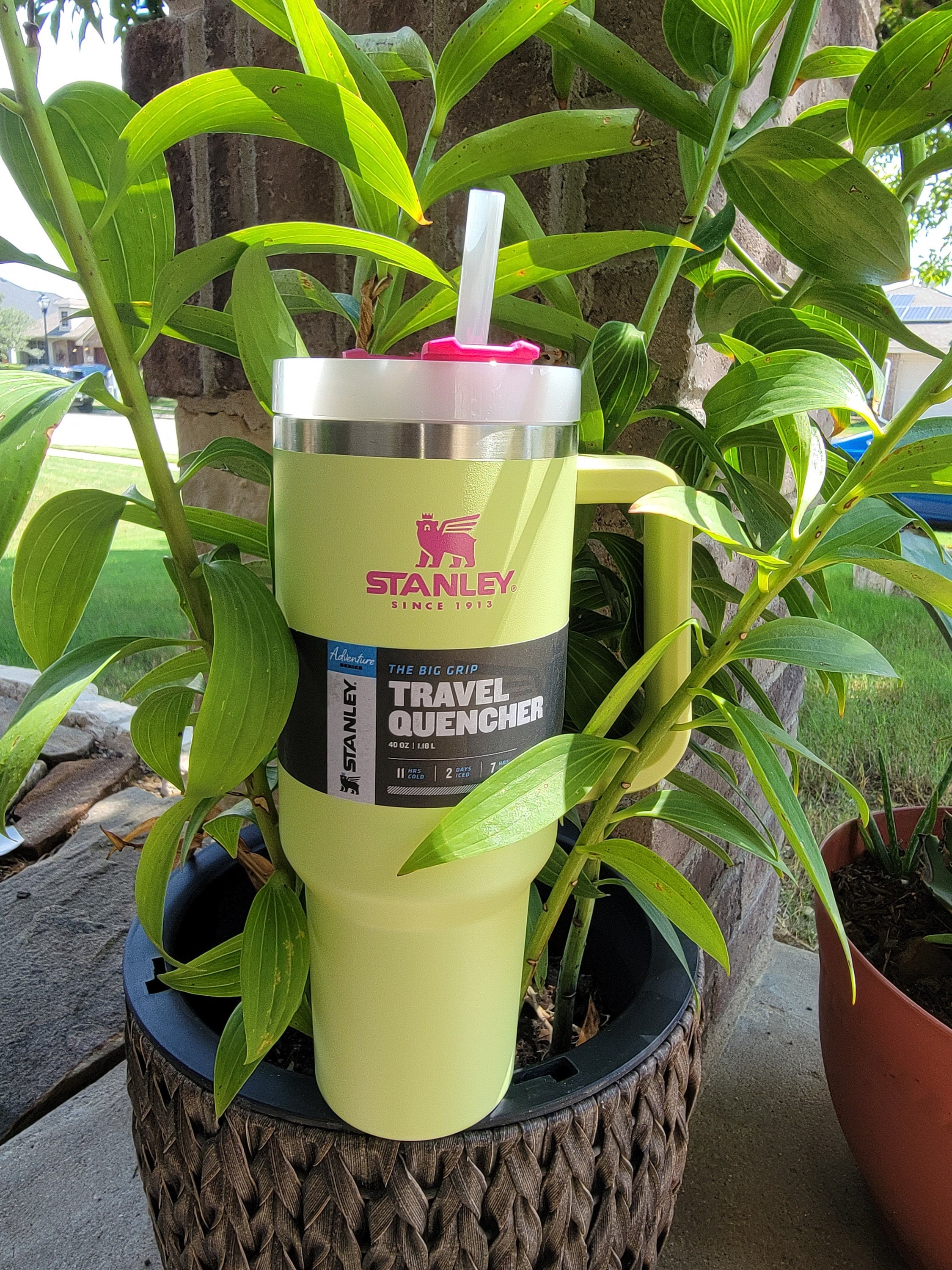 Stanley 40oz tumbler travel quencher lime green & pink 💗