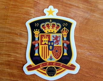 Spain National Soccer Sticker, Futbol Fan Decal, Water Bottle Resistant