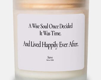 Personalized Retirement Gift Candle with Name – Wise Soul Quote Frosted Glass 11 oz Wood Wick Keepsake for Him or Her