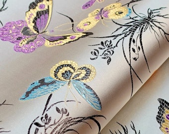 Butterfly Silk Brocade Damask Fabric: 45" Wide, Sewing & Upholstery
