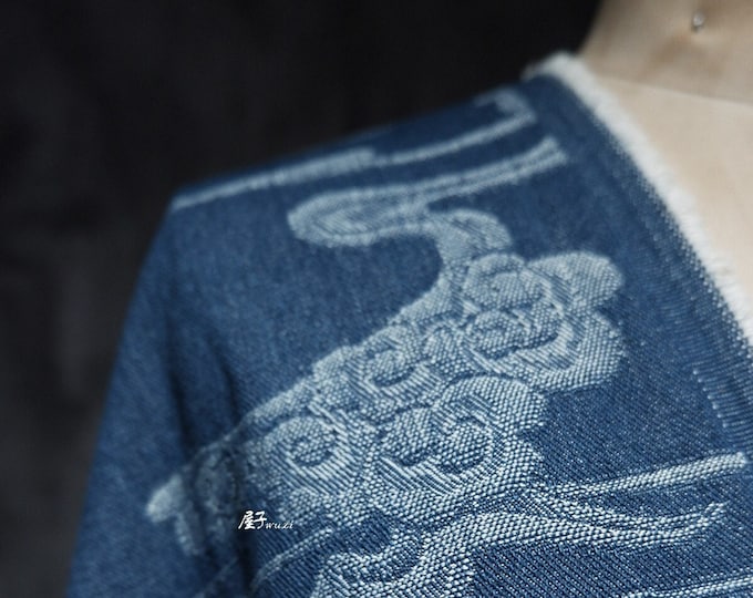 100% cotton, Textile Symphony of Jacquard Weave, 3D Denim Jean Cotton in a Thick Jacket Creation, 65", Upholstery, Quilting, Sewing, drapery