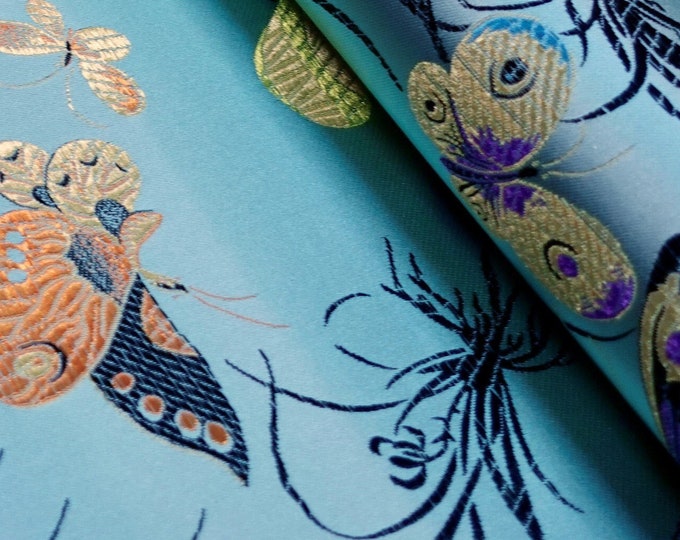 Silk Brocade Damask Fabric butterfly, Wedding Fabric,45" W brocade Fabric By 1 Meter, Upholstery, Sewing, Costume, Decor, Curtain, 15 colors