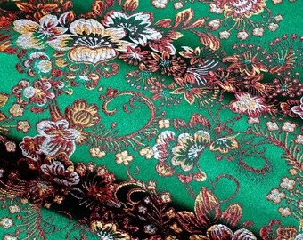 Peony Brocade Fabric: Colorful Cheongsam Qipao Sewing Material, 45"W