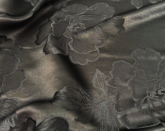 10 colors Two Sides Jacquard Satin Damask Fabric, 59“Wide big peony, Upholstery, Decor, Costume, bag, Sewing, quilting/Fabric by the meter