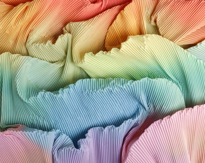 59"W Crepe Paper Pleated Stiff Wedding Fabric, Creative handmade DIY Designer Fabric, 8 Solid colors to choose, Upholstery, Decor, Costume