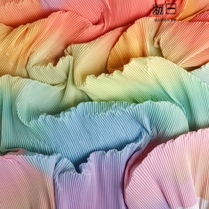 59"W Crepe Paper Pleated Stiff Wedding Fabric, Tessuto Designer fai da te fatto a mano creativo, 8 colori solidi tra cui scegliere, Tappezzeria, Decor, Costume