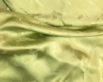 Crane Jacquard Satin Fabric: 59" Wide Antique Chinese Cosplay Sewing Fabric