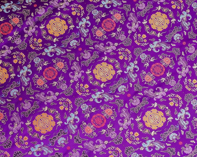 35"W Chinese Silk brocade woven damask fabric cheongsam cushion Small Phoenix pattern 5.99/meter Clearance, Upholstery, and Sewing fabric
