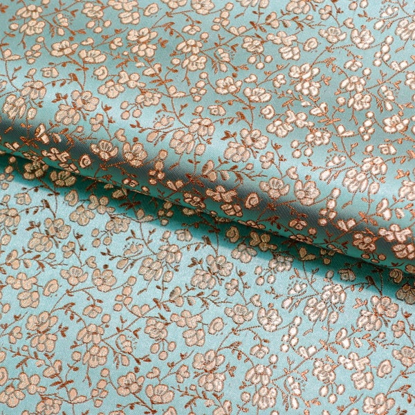 Silk Brocade Fabric small flowers, 45"W brocade Fabric By 1 Meter, Upholstery, Sewing, Costume, Decor, Curtain, Wedding/Fabric, 14 colors