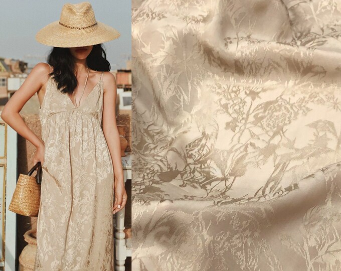 3 colors Two Sides cotton Jacquard Damask Fabric, 59“Wide rattan flower, Upholstery, Decor, Costume, Handbag, Sewing,DIY/Fabric by the meter