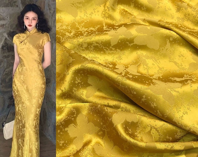 Thick butterfly rayon satin jacquard fabric, 59“Wide Dragon Phoenix, Upholstery, Decor, Costume, Handbag, Pajamas, Sewing/Fabric by 1 meter