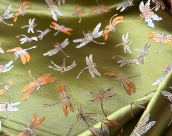 10 Colors Chinese Elegant Dragonfly Floral 35"W Brocade Jacquard Silk + Rayon on SALE, Upholstery, Quilting and Sewing fabric