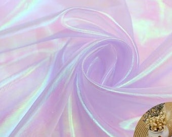 Iridescent Symphony Organza Fabric: Shimmering Crush Glass Yarn, 59" Wide