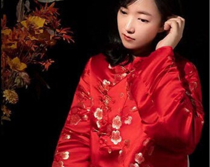 Chinese Plum blossom Brocade Fabric | 8.99 Full meter Price | 29.5" Wide | Chinese Silk Brocade Fabric | Chinese Jacquard | Asian Fabric