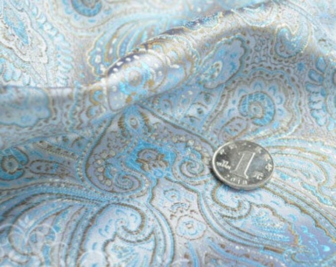 Chinese silk brocade woven damask fabric, Auspicious brocade fabric, 29.5" and 43"W, Upholstery, Decor, Sewing, Costume/Fabric by the meter