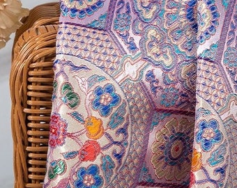 Chinese silk brocade woven damask fabric cheongsam cushion fabric, Auspicious Plum Blossom Flower Pattern, 29.5"W on sale