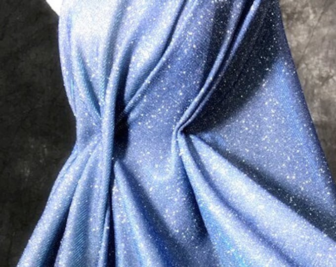 Galaxy silver glitter pleated knitted fabric, 57"W 7 Colors, hand-pressed crepe Designer Fabric, Cosplay, wedding, DIY, Crafts, Events, Doll