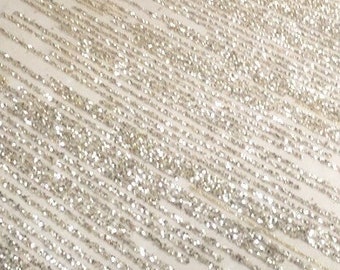 55"W Glitter Mesh Fabric, Glitter Lace on Tulle for Gowns, Bridal Lace, Silver Geometric Lace for veil, Sparkly Lace Fabric by yard, 5colors
