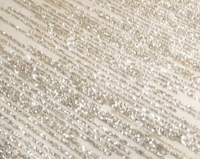 55"W Glitter Mesh Fabric, Glitter Lace on Tulle for Gowns, Bridal Lace, Silver Geometric Lace for veil, Sparkly Lace Fabric by yard, 5colors