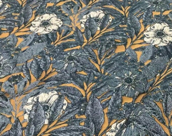 Vintage oil painting leaves Jacquard fabric, designer fabric, Upholstery, Decor, Costume/Fabric by the meter, 63"W on SALE, Yarn Dyed Fabric