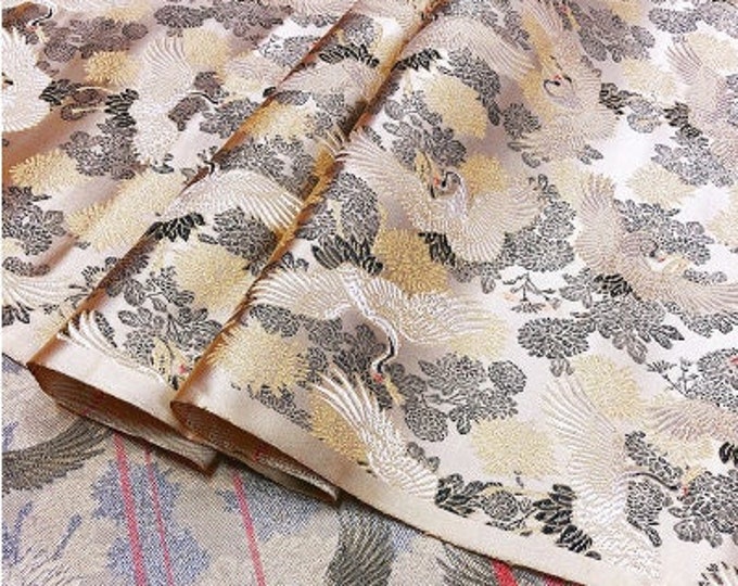 Chinese Brocade Fabric Colorful Cranes Home decor, table runner, suit pillow case Cheongsam Qipao Fabric