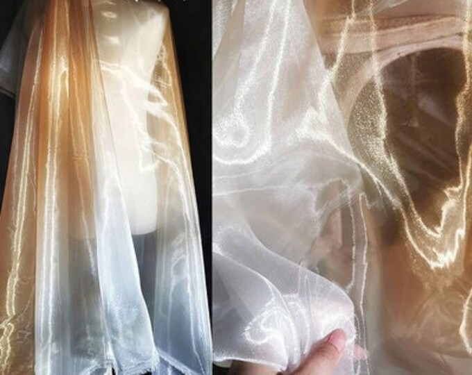 59"W crystal yarn fabric, Water light mesh high density hard organza designer fabric, wedding, hanfu, dress fabric, doll making, 30+ colors