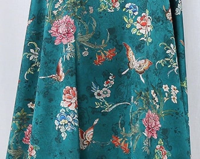 59"W Butterfly Tea silk satin fabric, Digital print, 3 colors, Sewing fabric, Upholstery, Decor, Costume, Curtain, bag, Sewing, DIY/Fabric