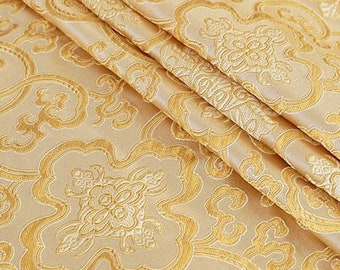 Pale Gold Brocade Fabric: 59" Wide Rayon Sewing Upholstery, Traditional Patterns