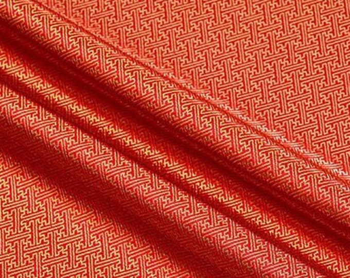 Japanese Nishijin Ori Fabric, Plain Small grid jacquard Traditional Japanese Wedding silk brocade by the meter, 29.5“ W On SALE, 15 colors