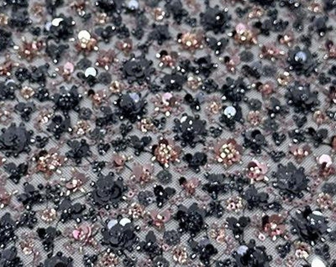 Stunning Multi-Color Embroidery Blossom Lace Fabric for Couture, Bridal & Wedding, Party, Gown, Prom, Décor, DIY Costume, 49"W by the Yard