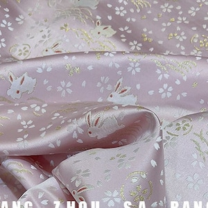Tessuto di broccato di seta giapponese 59 "W, tessuto damascato jacquard di coniglio, tappezzeria, decorazione, costume, tenda, borsa, cucito / tessuto al metro