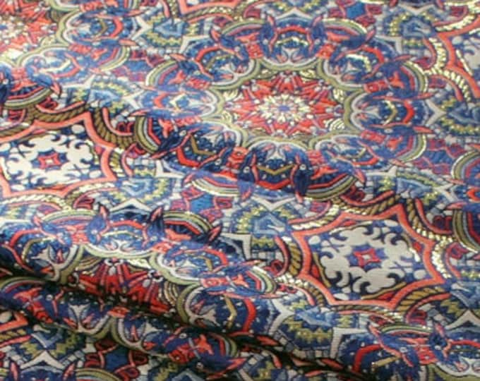 29.5"n 57“W Exotic Thangka Pattern, Tibetan classic brocade satin woven jacquard fabric, costume, cheongsam, Tang suit, Upholstery Fabric