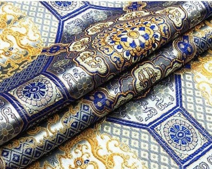 29.5"W Auspicious plum blossom pattern, Thangka Embroidered Fabric, Bohemia wall decoration, Quilting and Sewing Brocade Fabric, 9 colors