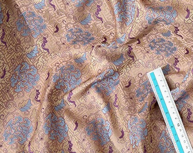 59"W Song Brocade Chinese Wishful Sun flower Silk Brocade, Emperor Tibetan robe, cheongsam, spinning Fabric, silk rayon sewing, Quilting