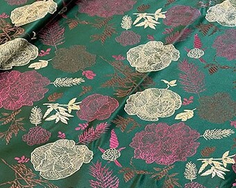 Chinese brocade fabric, Luxurious Cloisonne Peony, Jacquard fabric, Cheongsam, Qipao, Cosplay DIY fabric, Kimono fabric, 29.5"W