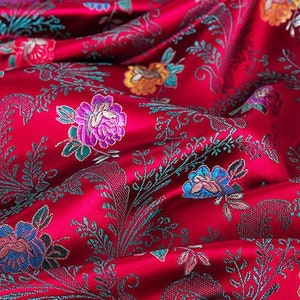 29.5 "W cinese di seta broccato tessuto damascato tessuto cuscino cheongsam Vivid Chiba Flower pattern Tapestry broccato, 5 colori, Tappezzeria, Cucito