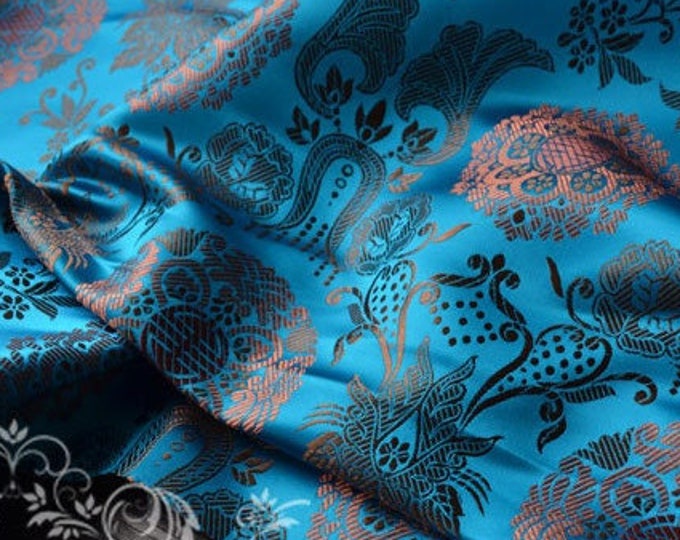 Chinese Fu Shou Flower Brocade Fabric | 8.99 Full meter Price | 35" Wide | 5 colors | Upholstery, Decor, Sewing, Costume/Fabric by the meter